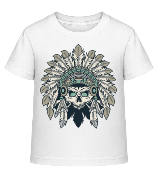 Indian Headdress Skull - Kinder Shirtinator T-Shirt - Weiß - Vorne