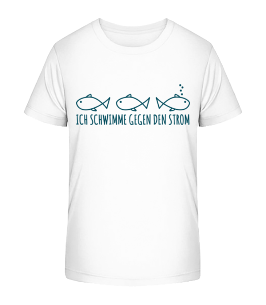 Schwimm Gegen Den Strom - Kinder Bio T-Shirt Stanley Stella - Weiß - Vorne