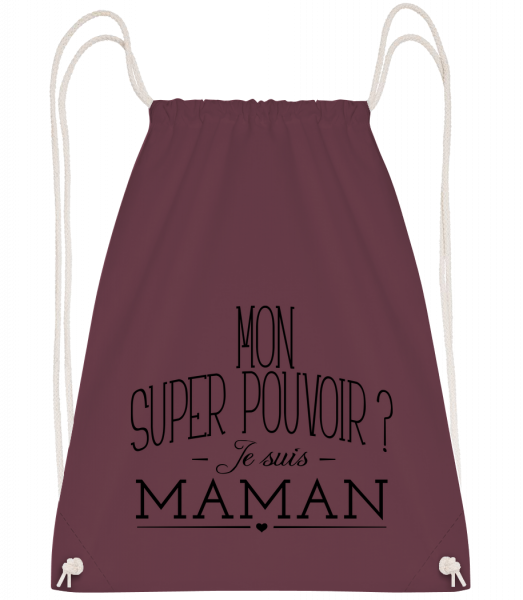 Super Pouvoir Maman - Sac à dos Drawstring - Bordeaux - Devant