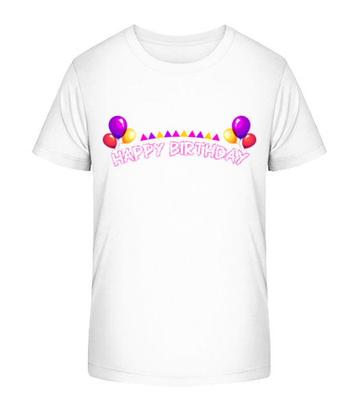 Happy Birthday Ballons - Kinder Bio T-Shirt Stanley Stella - Weiß - Vorne