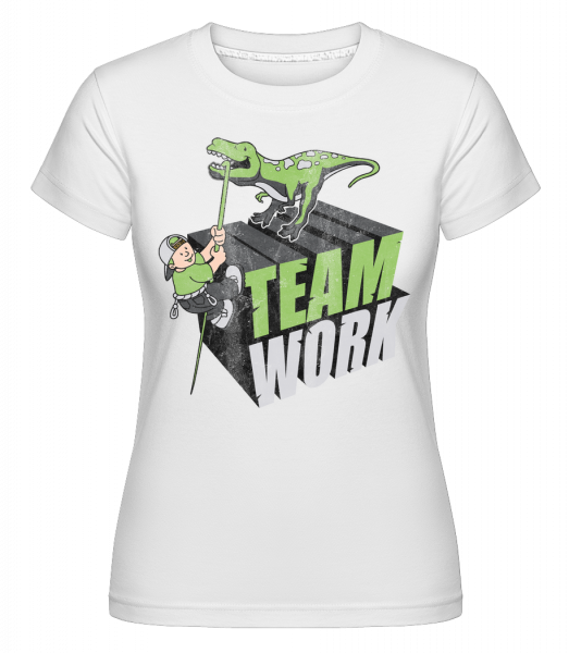 Travail D'Équipe De Dinosaure -  T-shirt Shirtinator femme - Blanc - Devant