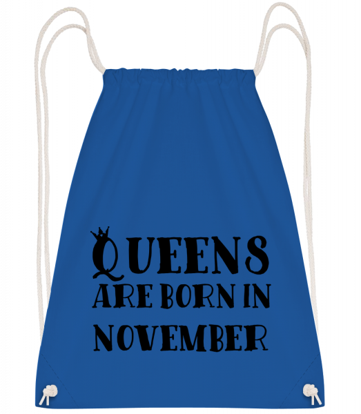 Queens Are Born In November - Sac à dos Drawstring - Bleu royal - Devant