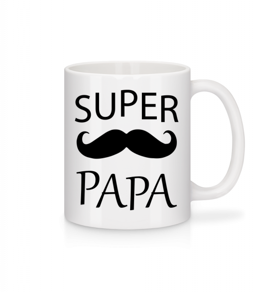Super Papa Mustache - Tasse - Weiß - Vorn