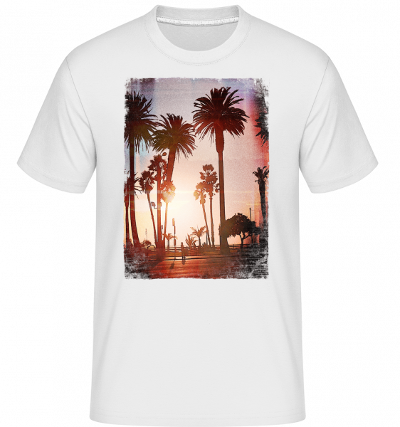 Palmen Promenade - Shirtinator Männer T-Shirt - Weiß - Vorn