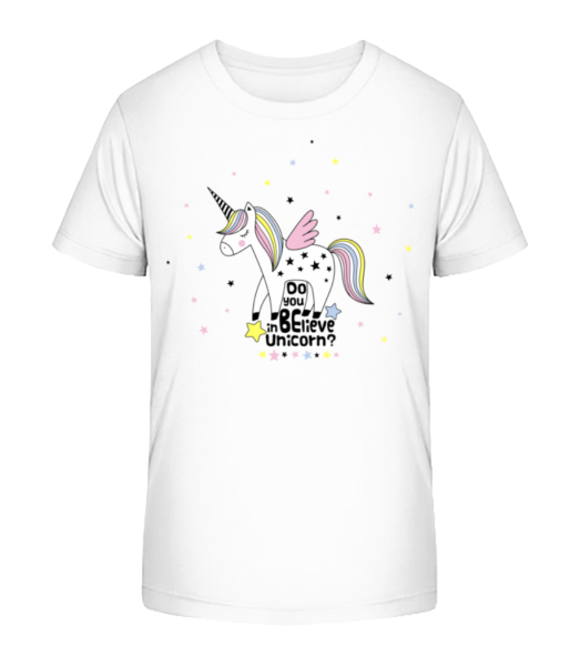 Do You Believe In Unicorn - Kinder Bio T-Shirt Stanley Stella - Weiß - Vorne