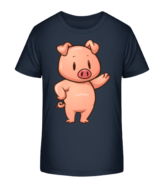 Schweinchen Stehend Comic - Kinder Bio T-Shirt Stanley Stella - Marine - Vorne