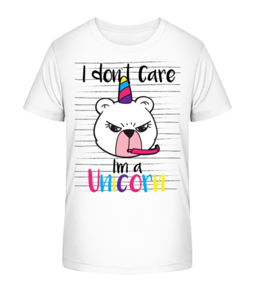 I Don´t Care I´M A Unicorn - Kinder Bio T-Shirt Stanley Stella - Weiß - Vorne