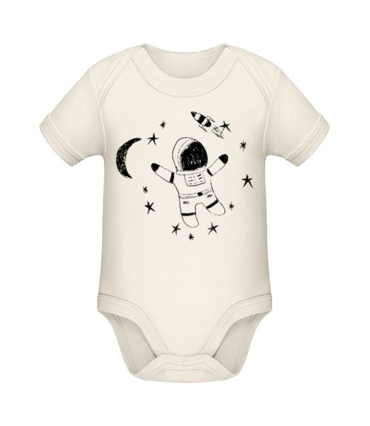 Astronaut Rocket - Baby Bio Strampler - Creme - Vorne