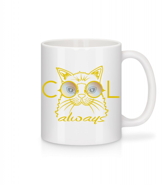 Chat Cool - Mug en céramique blanc - Blanc - Devant