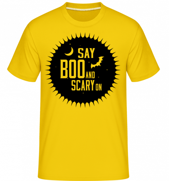 Say Boo And Scary On - Shirtinator Männer T-Shirt - Goldgelb - Vorn