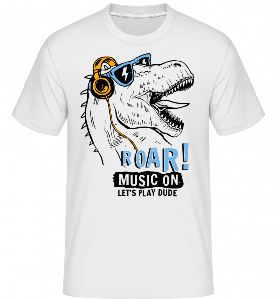 Music On Dino -  T-Shirt Shirtinator homme - Blanc - Devant