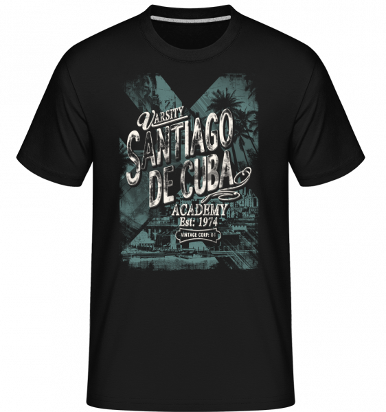 Varsity Santiago De Cuba - Shirtinator Männer T-Shirt - Schwarz - Vorn