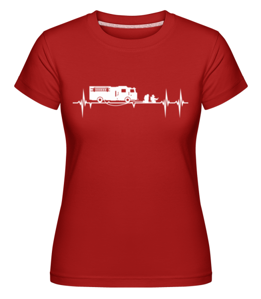 Feuerwehr Herzschlag - Shirtinator Frauen T-Shirt - Rot - Vorne