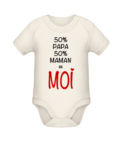 50% Papa, 50% Maman - MOI - Body manches courtes bio - Crème - Devant