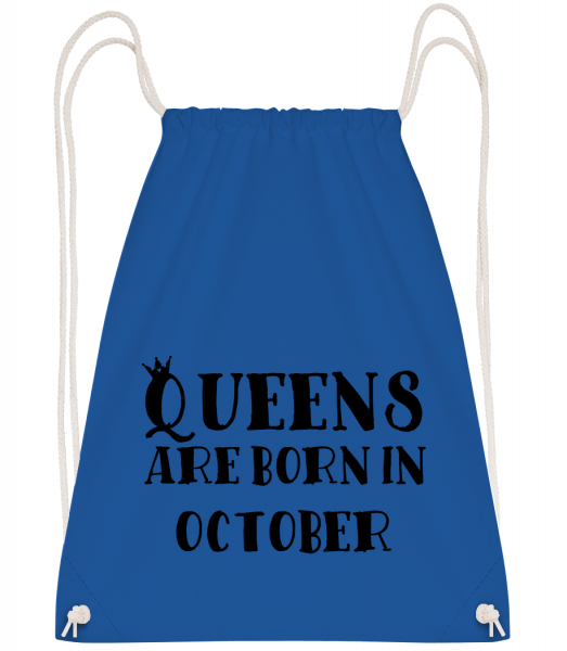 Queens Are Born In October - Sac à dos Drawstring - Bleu royal - Devant