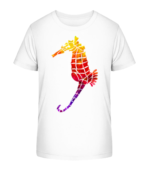Regenbogen Seepferd - Kinder Bio T-Shirt Stanley Stella - Weiß - Vorne