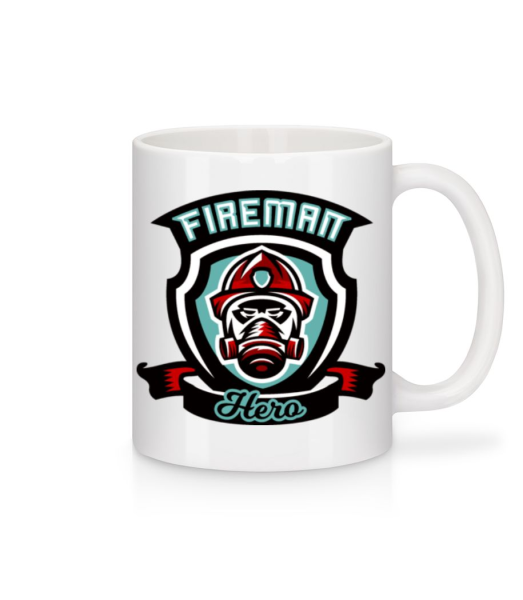 Fireman Hero Emblem - Mug en céramique blanc - Blanc - Devant
