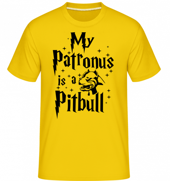 My Patronus Is A Pitbull - Shirtinator Männer T-Shirt - Goldgelb - Vorn