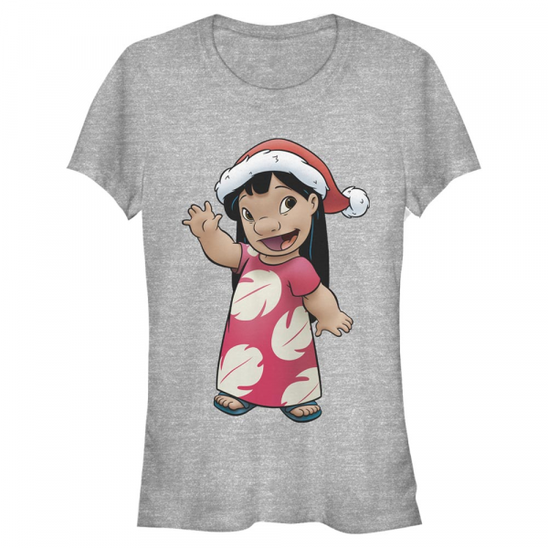 Disney Classics - Lilo & Stitch - Lilo Holiday - Weihnachten - Frauen T-Shirt - Grau meliert - Vorne