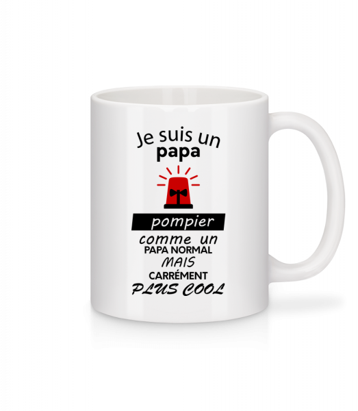 Papa Pompier Cool - Mug en céramique blanc - Blanc - Devant