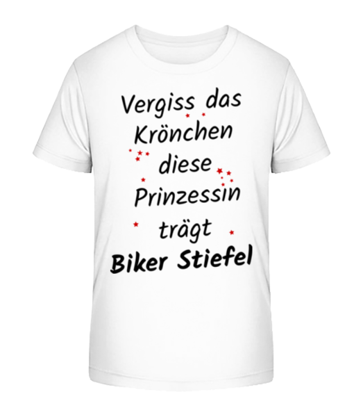 Prinzessin Trägt Biker Stiefel - Kinder Bio T-Shirt Stanley Stella - Weiß - Vorne