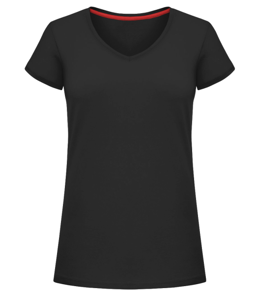 Frauen T-Shirt V-Ausschnitt - Schwarz - Vorne