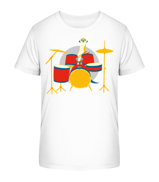 Meerkat Playing Drums - T-shirt bio Enfant Stanley Stella - Blanc - Devant