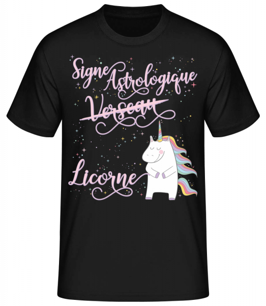Signe Astrologique Licorne Verse - T-shirt standard homme - Noir - Devant