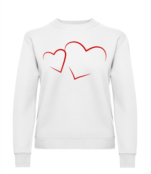 Cœurs - Sweat-shirt classique avec manches set-in pour femme - Blanc - Devant