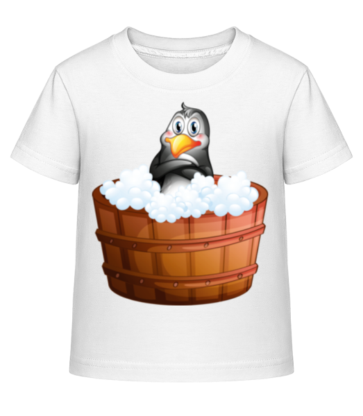 Pinguin Im Schaumbad - Kinder Shirtinator T-Shirt - Weiß - Vorne