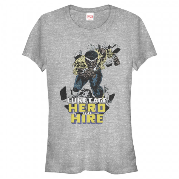 Marvel - Defenders - Luke Cage Hero For Hire - Frauen T-Shirt - Grau meliert - Vorne