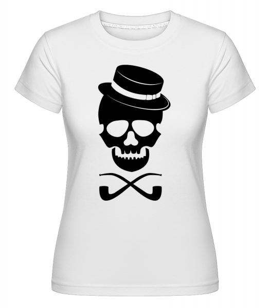 Crâne Avec Chapeau -  T-shirt Shirtinator femme - Blanc - Devant