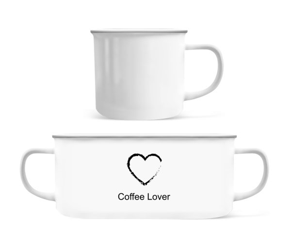 Coffee Lover Heart - Emaille-Tasse - Weiß - Vorne