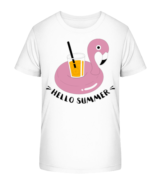 Hello Summer Flamingo - Kinder Bio T-Shirt Stanley Stella - Weiß - Vorne
