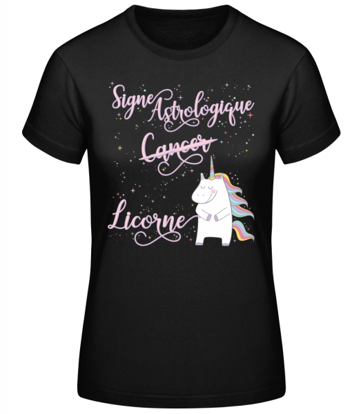 Signe Astrologique Licorne Cance - T-shirt standard femme - Noir - Devant