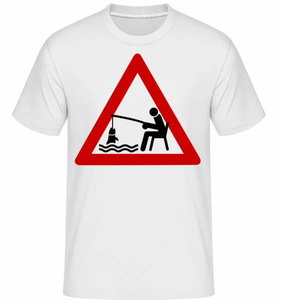 Fishing Warning Sign -  T-Shirt Shirtinator homme - Blanc - Devant