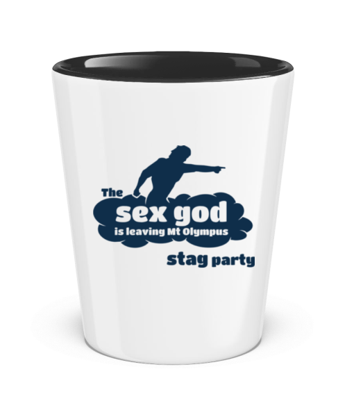 Stag Party Sex God - Schnapsglas zweifarbig - Weiß / Schwarz - Vorne