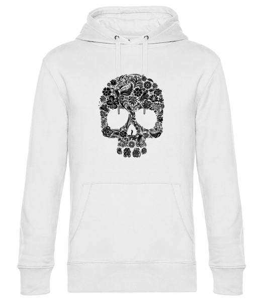 Flower Skull - Sweat à capuche premium Unisexe - Blanc - Devant