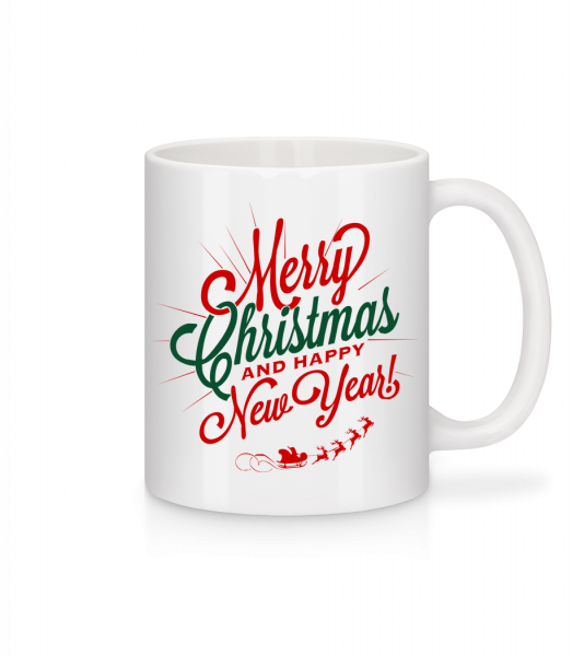Merry Christmas Label - Mug en céramique blanc - Blanc - Devant