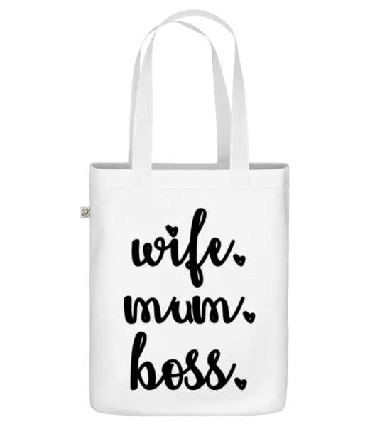 Motif Wife Mum Boss - Sac en toile bio - Blanc - Devant