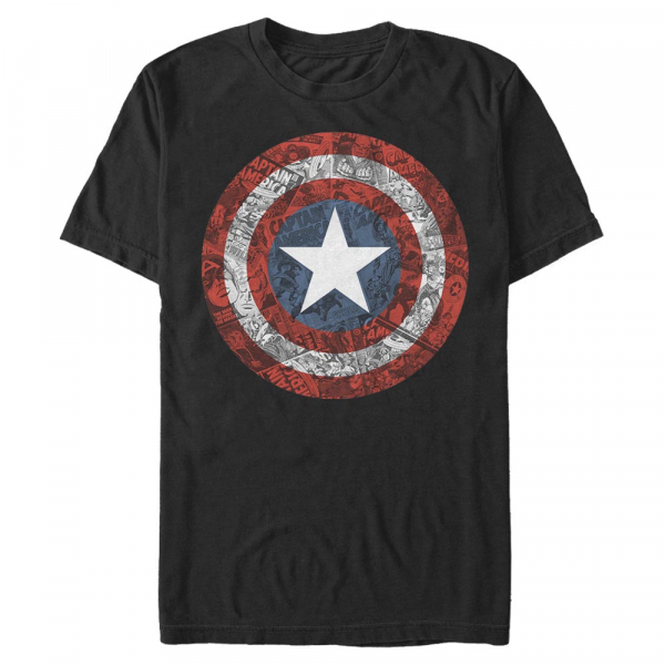 Marvel - Avengers - Captain America ComicBook Shield - Männer T-Shirt - Schwarz - Vorne
