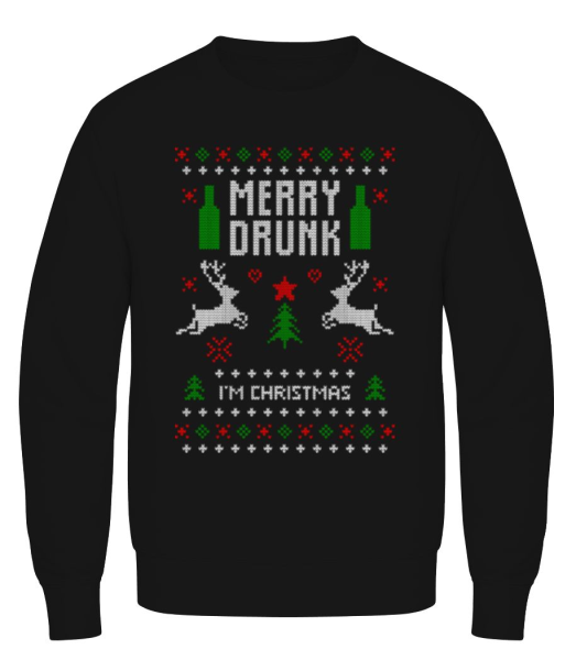 Merry Drunk I Am  Christmas - Männer Pullover - Schwarz - Vorne