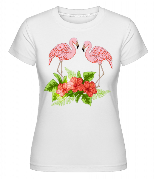 Flamingos In Paradise -  T-shirt Shirtinator femme - Blanc - Devant