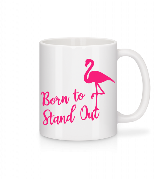 Flamingo Born To Stand Out - Mug en céramique blanc - Blanc - Devant