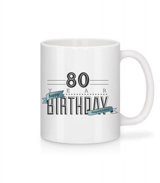 80 Birthday Sign - Mug en céramique blanc - Blanc - Devant
