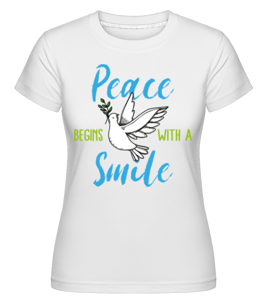 Peace Begins With A Smile - Shirtinator Frauen T-Shirt - Weiß - Vorne