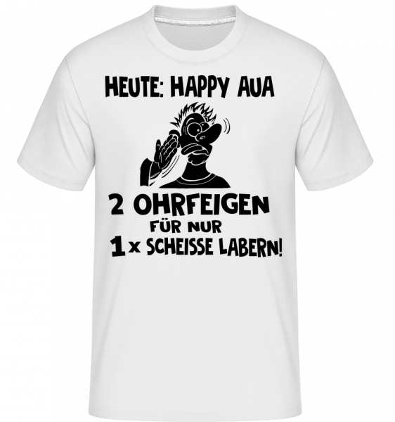 Happy Aua - Shirtinator Männer T-Shirt - Weiß - Vorn