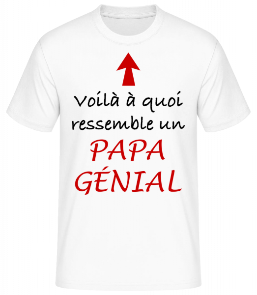 Papa Génial - T-shirt standard Homme - Blanc - Devant