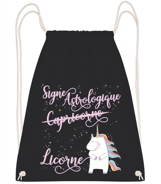 Signe Astrologique Licorne Capri - Sac à dos Drawstring - Noir - Devant