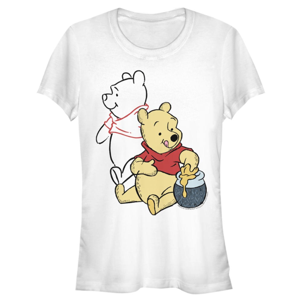 Disney - Winnie l'ourson - Medvídek Pú Pooh Line art - Femme T-shirt - Blanc - Devant